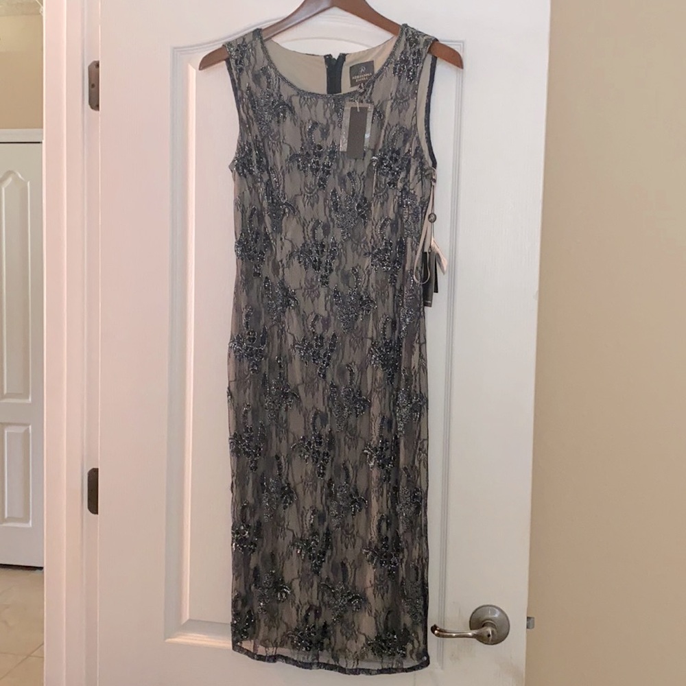ADRIANNA PAPELL BEADED COCKTAIL DRESS-NWT-6